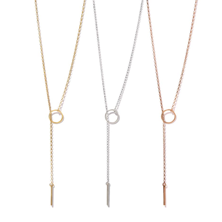 The Rose Gold Circle and Line Necklace
